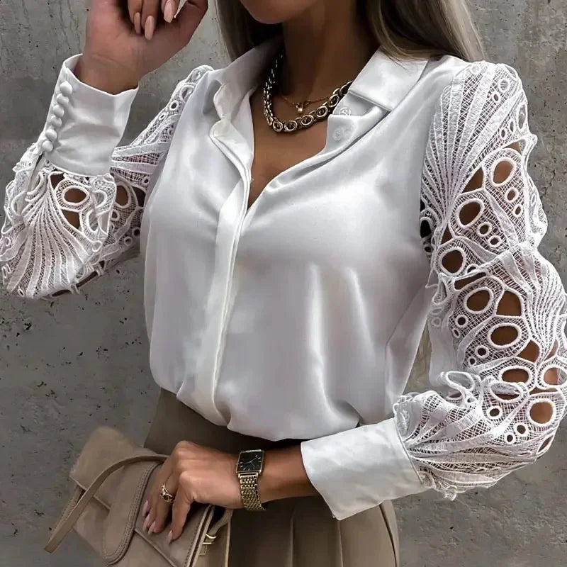 Chic Crochet Open-Back Long Sleeve Top - BritishElegance