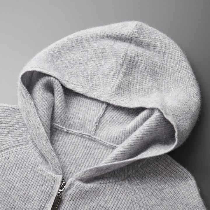 Fabian | Men’s Cashmere Zipper Vest with Hood – Luxury Knit Hoodie