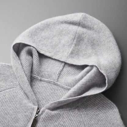 Fabian | Men’s Cashmere Zipper Vest with Hood – Luxury Knit Hoodie
