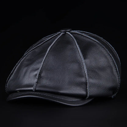 Classic Leather Octagon Hat - Warm Adjustable Fit