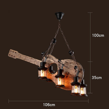 Rustic Metal Wood LED Ceiling Lamp