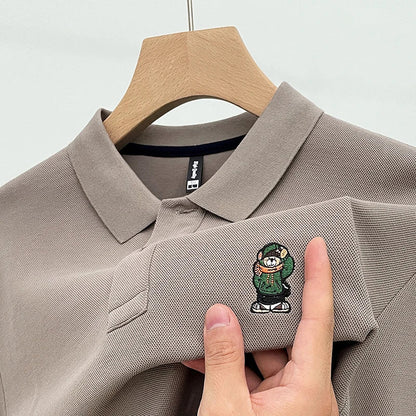 Casual Cotton Mens Long Sleeve Polo Shirt