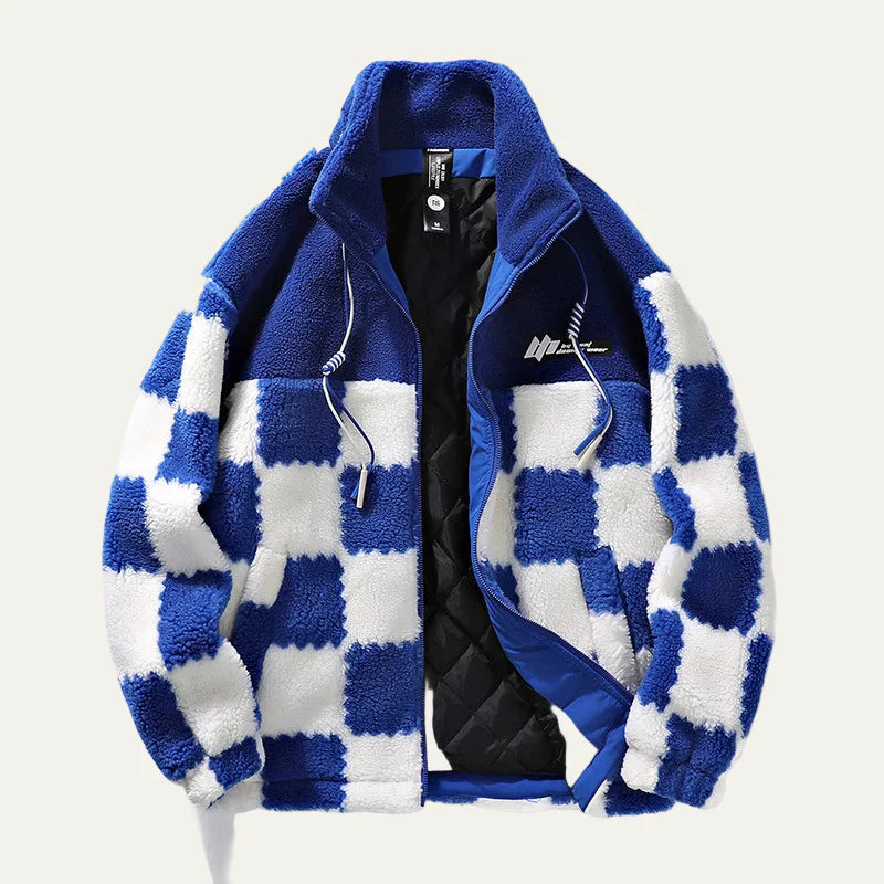 Men’s Checkerboard Fleece Jacket with Quilted Lining