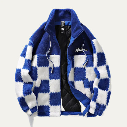 Men’s Checkerboard Fleece Jacket with Quilted Lining