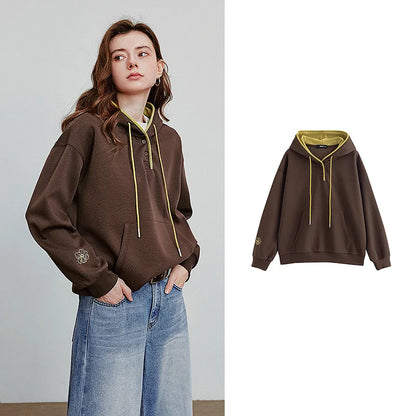 Ladies' Stitched Colorblock Hooded Sweatshirt