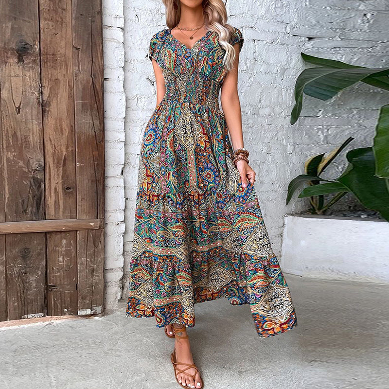 Bohemian Floral Maxi Dress for Women - BritishElegance