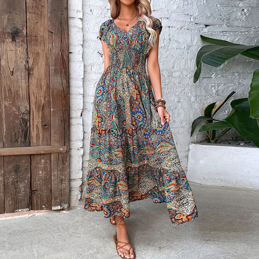 Bohemian Floral Maxi Dress for Women - BritishElegance