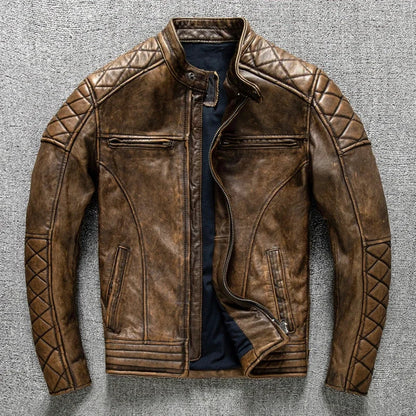 Classic Brown Leather Biker Jacket