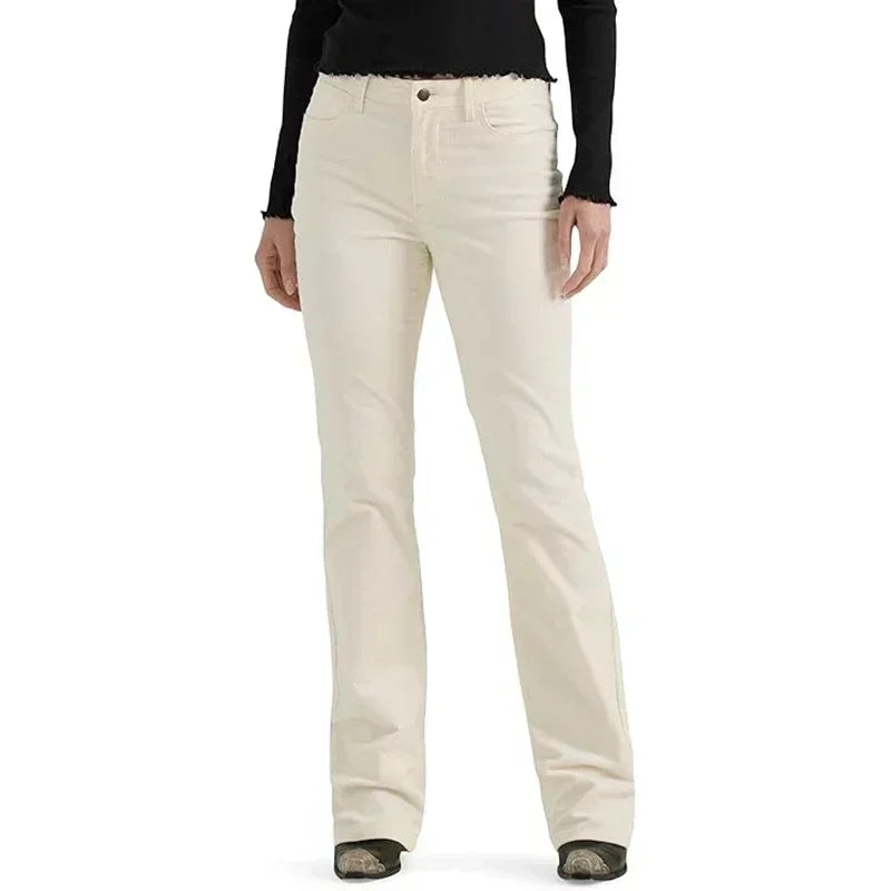 Comfortable Fit White Stretchy Straight Jeans
