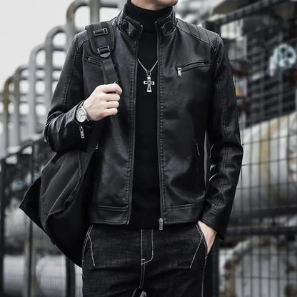 Fitted Petite Synthetic Leather Jacket Coat - BritishElegance