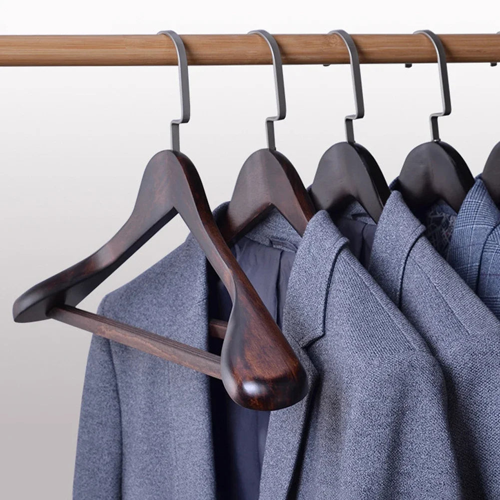 Sturdy Wooden Clothes Hangers With Strong Metal Clips - BritishElegance