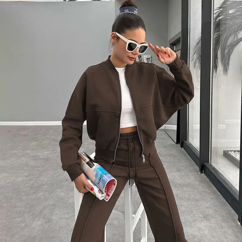 Ladies Cozy Tracksuit Jacket and Pant Set