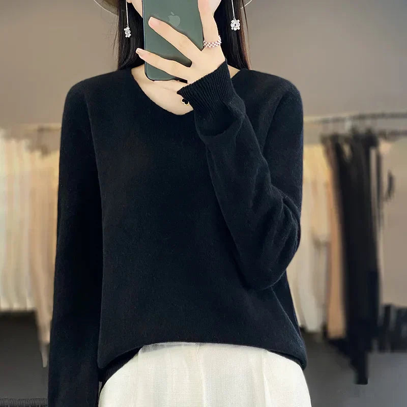 Cozy Australian Merino Wool V-Neck Sweater
