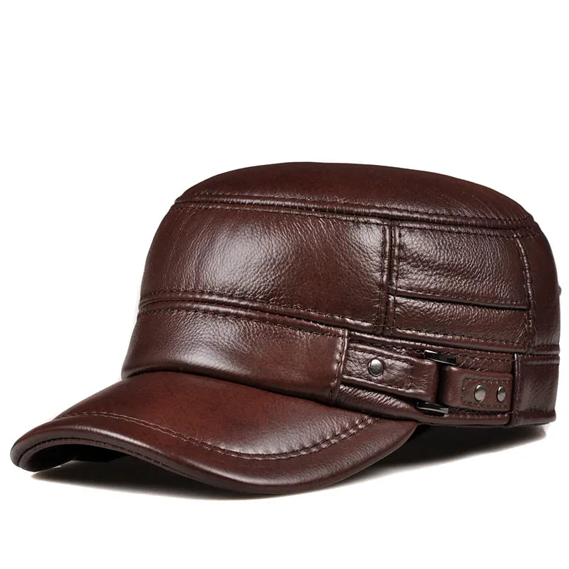 Classic Wool Faux Leather Winter Hat