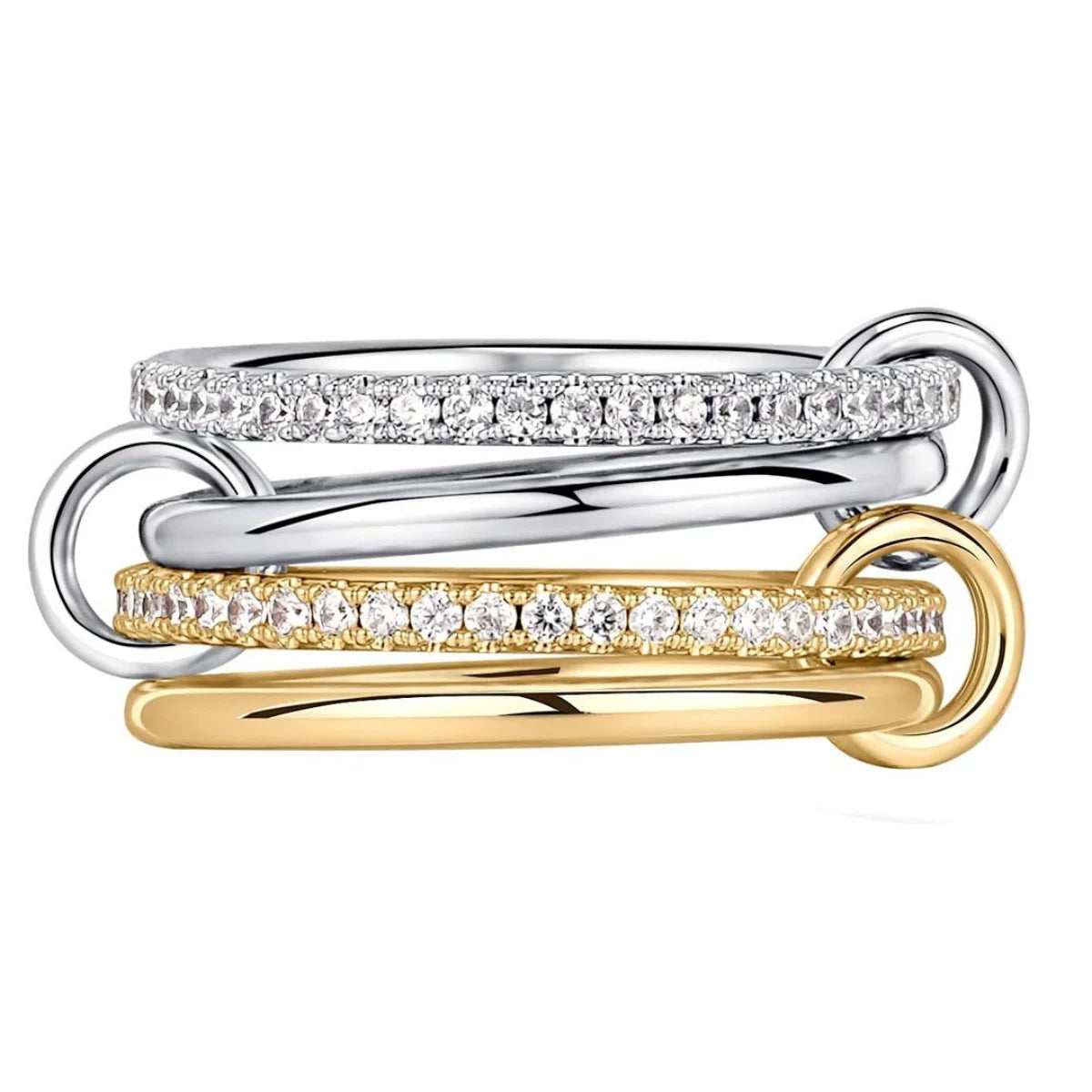 Simple Dual Tone Copper Band Ring Set