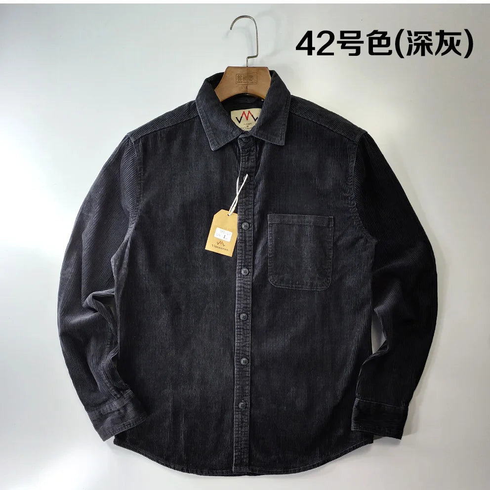 Classic Casual Corduroy Shirt for Men - Cotton Long Sleeve