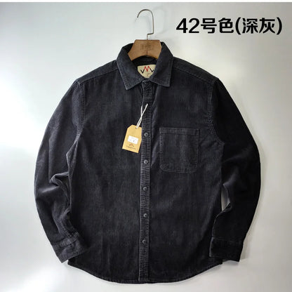 Classic Casual Corduroy Shirt for Men - Cotton Long Sleeve