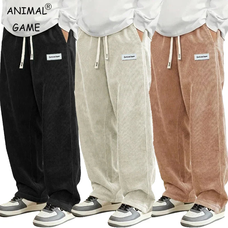Relaxed Fit Corduroy Casual Pants - BritishElegance