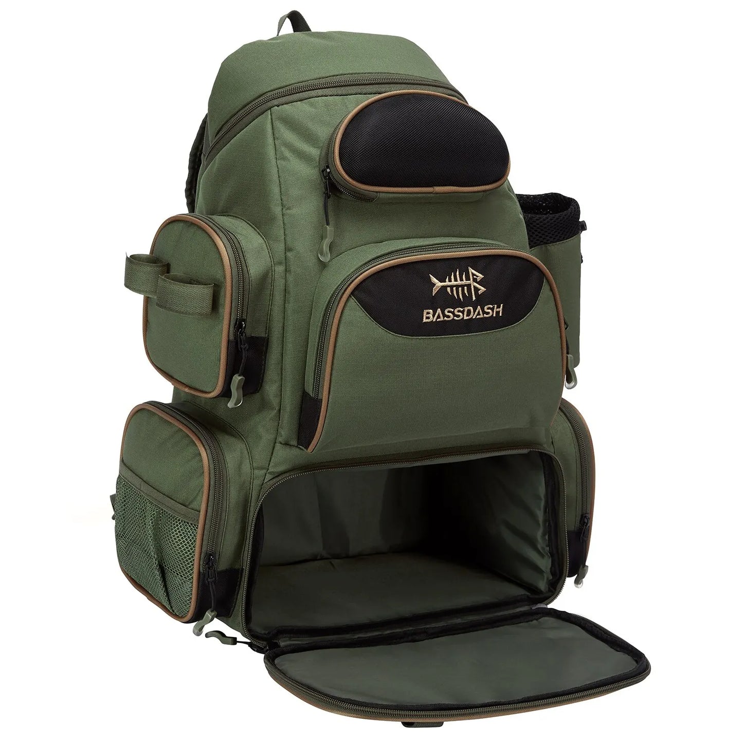 Waterproof Fishing Gear Backpack with Rod Holder & Rain Cover