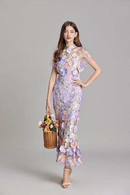 Marivelle – Elegant Embroidered Sheer Maxi Dress