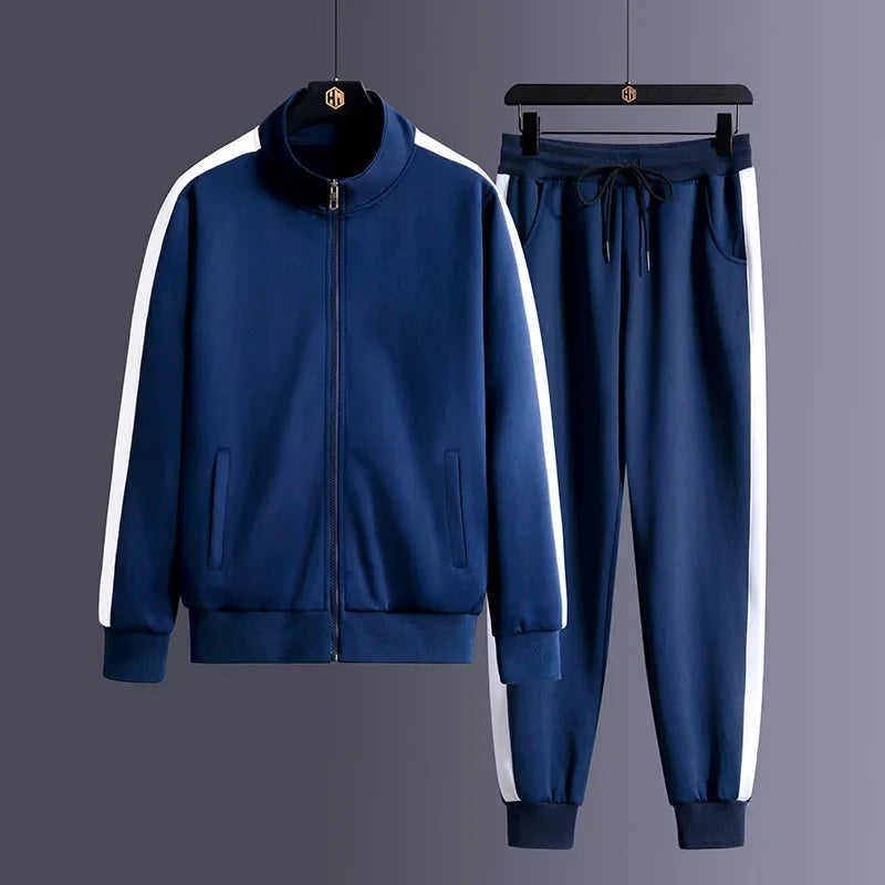 Men's Fashionable Striped Tracksuit Set - BritishElegance