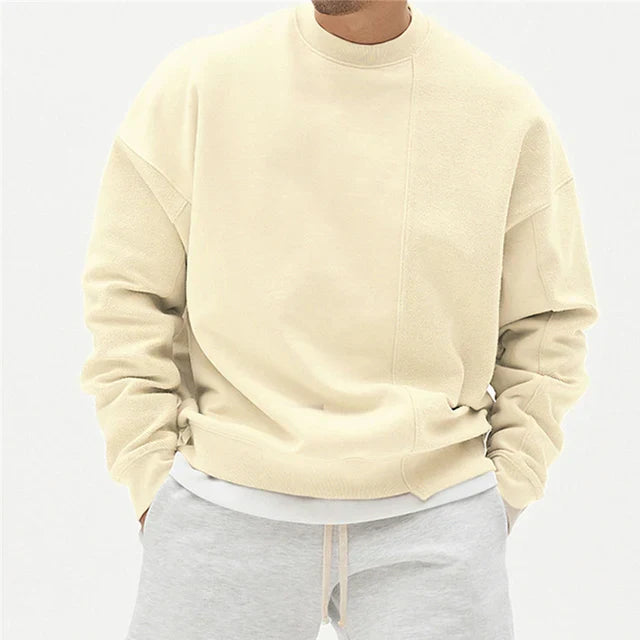 Oscar Oversized Crewneck Sweatshirt | Ribbed Side Slits Hip-Length Crewneck Sweatshirt