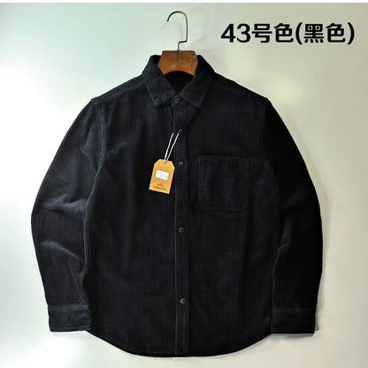 Classic Casual Corduroy Shirt for Men - Cotton Long Sleeve