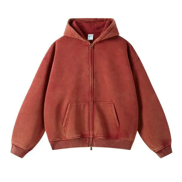 Fashionable Distressed Full Zip Street Hoodie