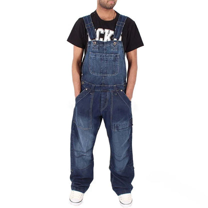 Relaxed Fit Denim Jumpsuit with Adjustable Straps