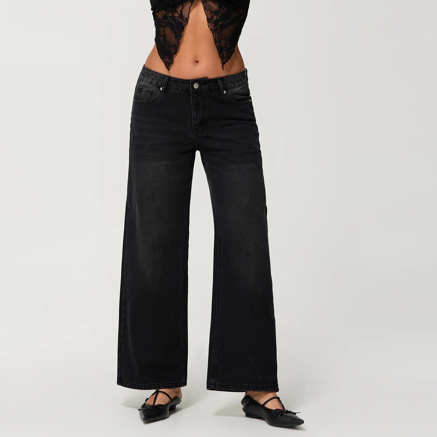 Relaxed Fit Wide Leg Women's Casual Jeans - BritishElegance