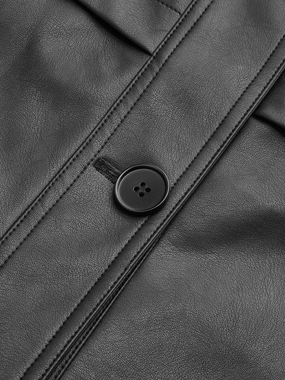 Shane | Women's PU Stand Collar Belted Short Jacket