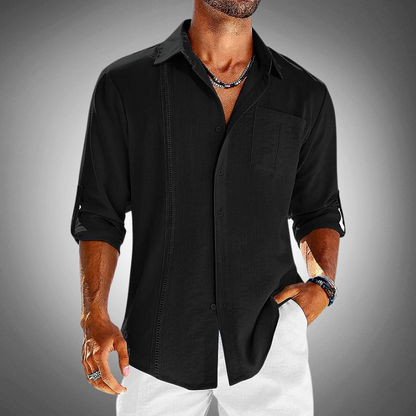 Shirt – Classic Collar And Chest Pocket For Breathability