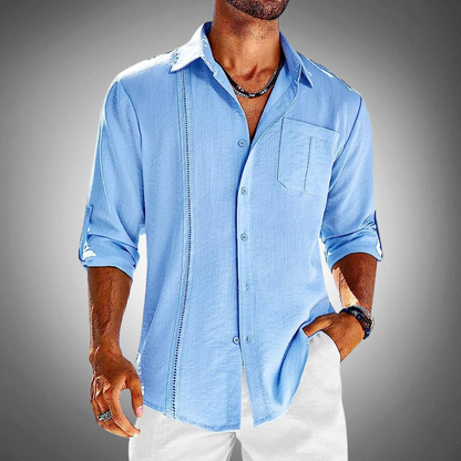 Shirt – Classic Collar And Chest Pocket For Breathability