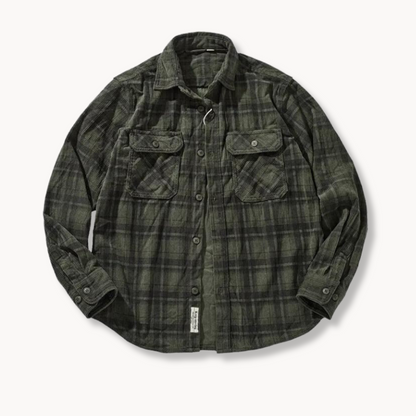Shirt - Corduroy Blend Button Front And Relaxed Shape