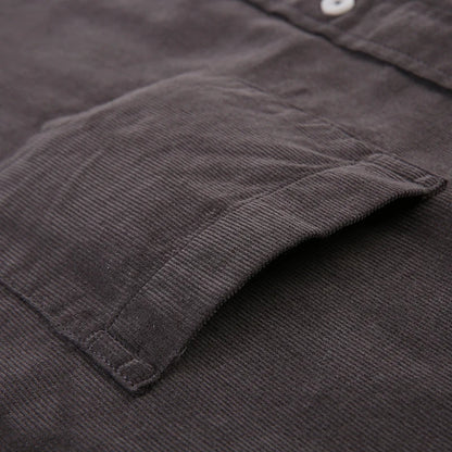 Shirt - Corduroy Blend Striped Pattern & Front Pocket