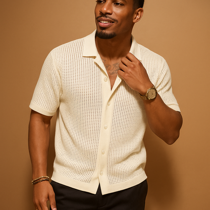 Shirt - Knitted Blend Short Sleeves and Flexible Shape