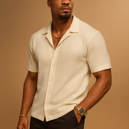 Shirt - Knitted Blend Short Sleeves and Flexible Shape