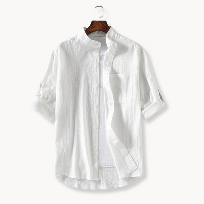 Shirt - Polyester Blend Mandarin Collar And Tidy Shape