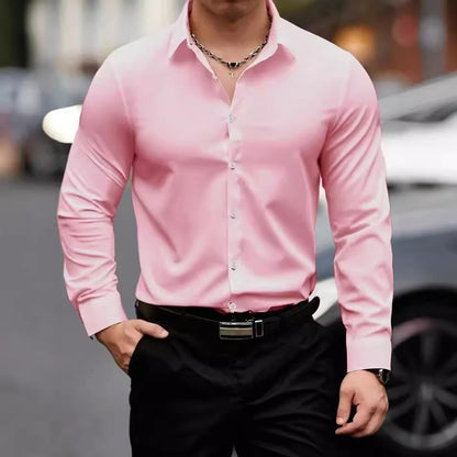 Shirt - Reversal Collar And Elastic Blend For Neat Neckline