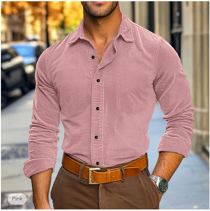 Shirt - Rib Velvet Blend And Classic Collar Structured Fit