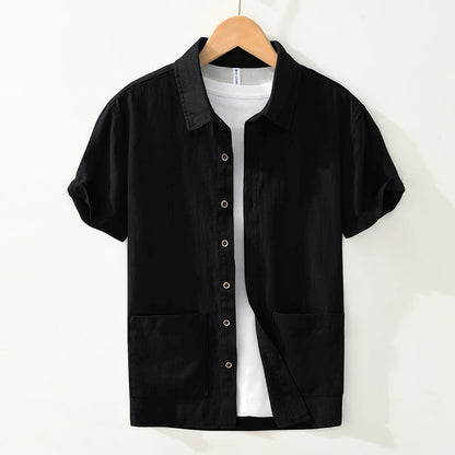 Shirt - Short Sleeve Relaxed Cut And Patch Pockets Hold