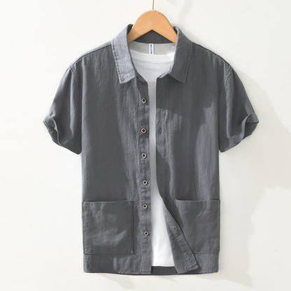 Shirt - Short Sleeve Relaxed Cut And Patch Pockets Hold