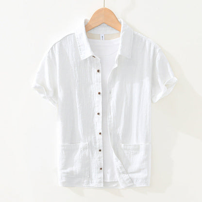 Shirt - Short Sleeve Relaxed Cut And Patch Pockets Hold