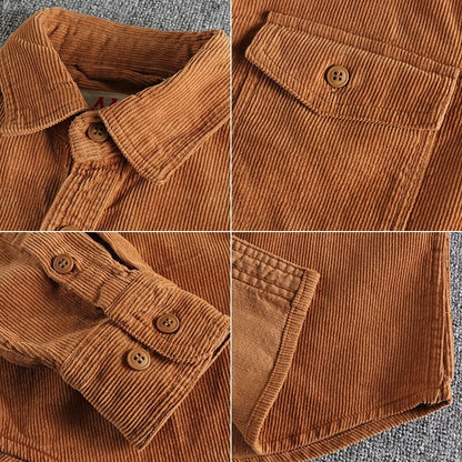 Shirt - Soft Corduroy Weave And Patch Pockets For Storage