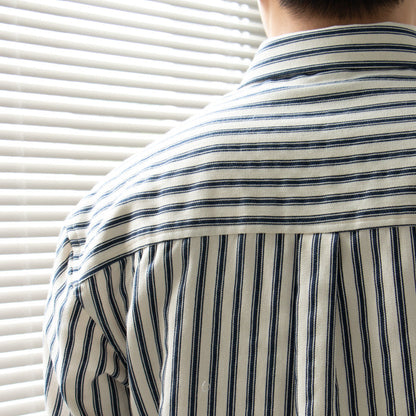 Shirt - Striped Vertical Long Sleeve And Smooth Layering