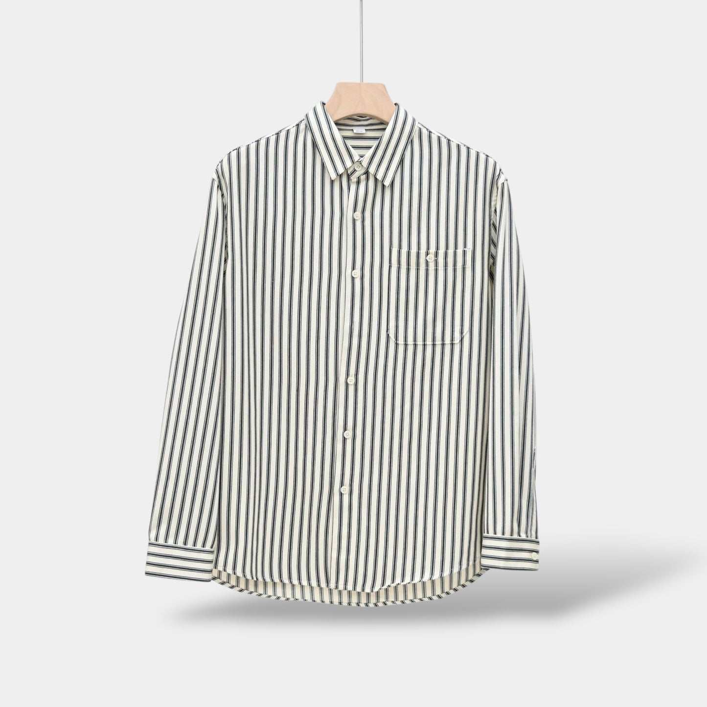 Shirt - Striped Vertical Long Sleeve And Smooth Layering