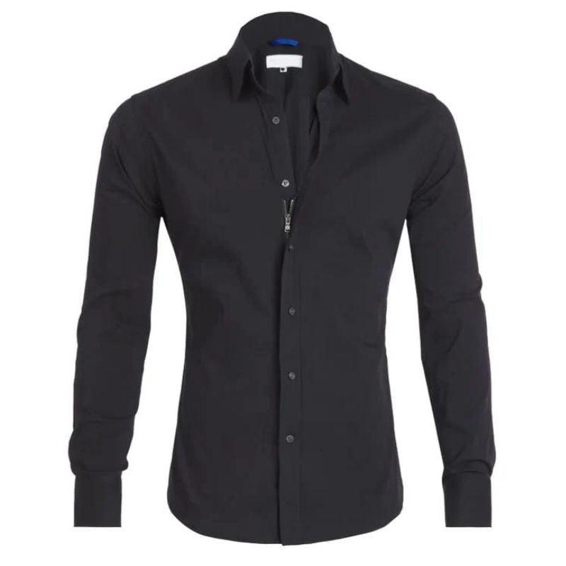 Shirt - Wrinkle Resistant Blend Zip Front & Smooth Drape
