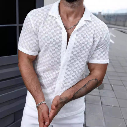 Short Sleeve Shirt – Lace Detail & Breathable Knit Blend