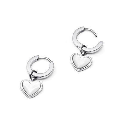 Heart earrings in white quartz (silver)