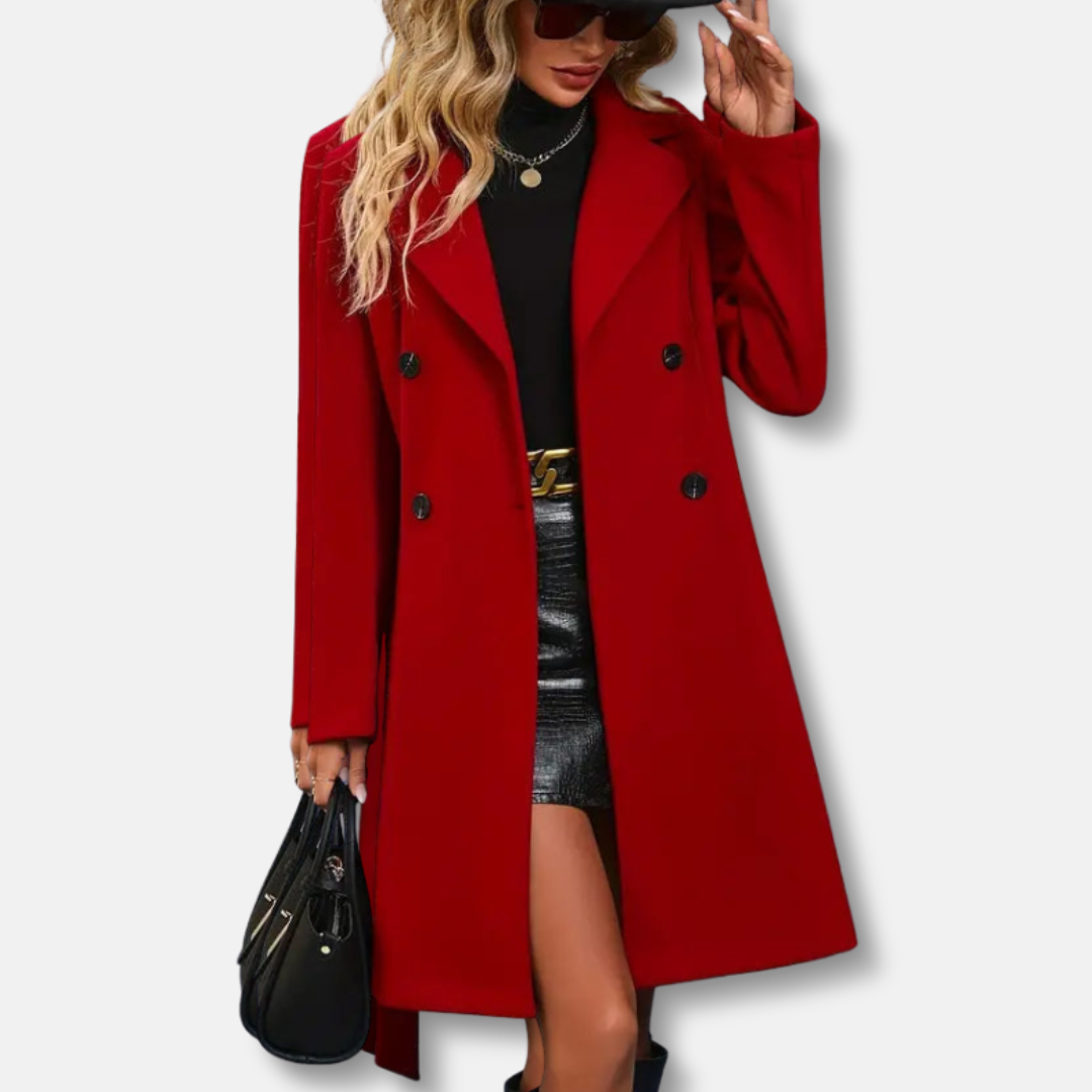 Women’s Elegant Belted Double-Breasted Coat